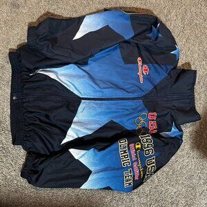 USA 1996 OLYMPIC GAMES SIGNED ALL OVER PRINT JACKET WINDBREAKER CHAMPION KIDS L